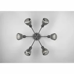 Suspension Verre Fumé-Luminaires Trio Tarifa Plafonnier Noir, 6 lumières