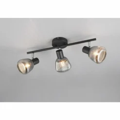 Suspension Verre Fumé-Luminaires Trio Tarifa Spot de plafond Noir, 3 lumières