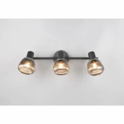 Suspension Verre Fumé-Luminaires Trio Tarifa Spot de plafond Noir, 3 lumières