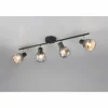 Suspension Verre Fumé-Luminaires Trio Tarifa Spot de plafond Noir, 4 lumières