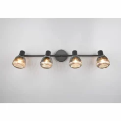 Suspension Verre Fumé-Luminaires Trio Tarifa Spot de plafond Noir, 4 lumières