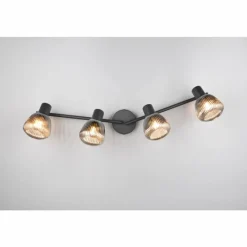 Suspension Verre Fumé-Luminaires Trio Tarifa Spot de plafond Noir, 4 lumières