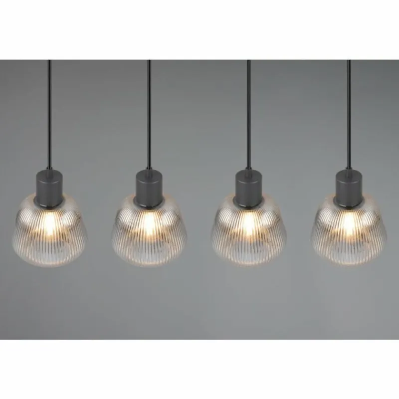 Suspension Verre Fumé-Luminaires Trio Tarifa Suspension Noir, 4 lumières