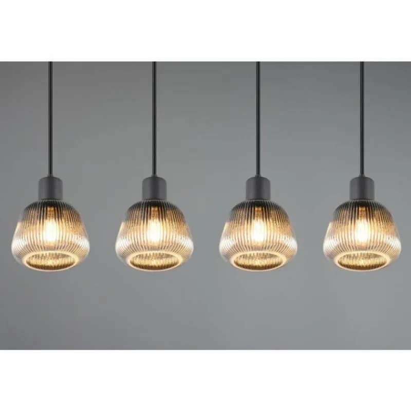 Suspension Verre Fumé-Luminaires Trio Tarifa Suspension Noir, 4 lumières