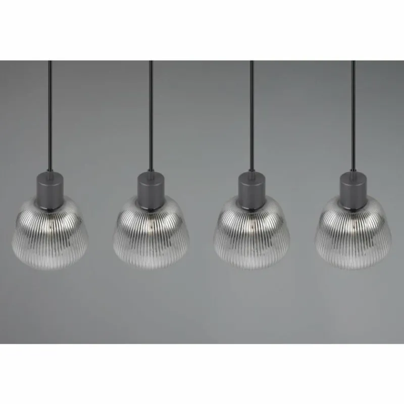 Suspension Verre Fumé-Luminaires Trio Tarifa Suspension Noir, 4 lumières