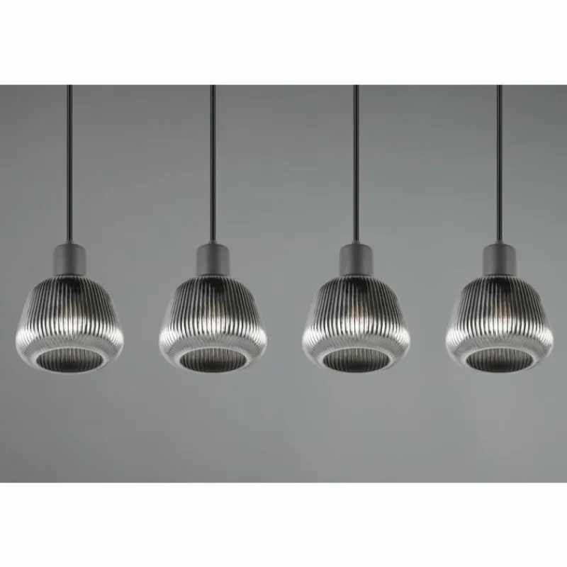 Suspension Verre Fumé-Luminaires Trio Tarifa Suspension Noir, 4 lumières