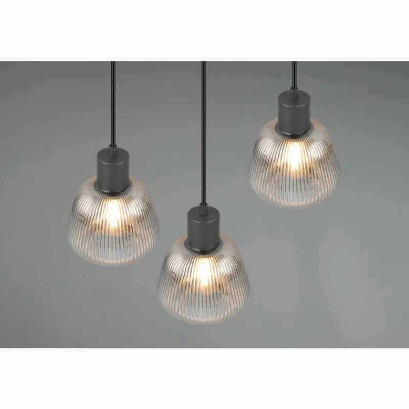 Suspension Verre Fumé-Luminaires Trio Tarifa Suspension Noir, 3 lumières
