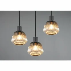 Suspension Verre Fumé-Luminaires Trio Tarifa Suspension Noir, 3 lumières