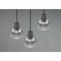 Suspension Verre Fumé-Luminaires Trio Tarifa Suspension Noir, 3 lumières