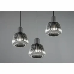 Suspension Verre Fumé-Luminaires Trio Tarifa Suspension Noir, 3 lumières