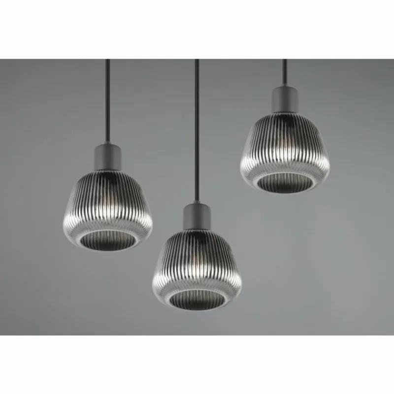 Suspension Verre Fumé-Luminaires Trio Tarifa Suspension Noir, 3 lumières