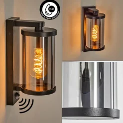 hofstein Telhada Luminaire extérieur, Lampe murale d´extérieur Noir, 1 lumière, Détecteur de mouvement