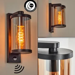 hofstein Telhada Luminaire extérieur, Lampe murale d´extérieur Noir, 1 lumière, Détecteur de mouvement