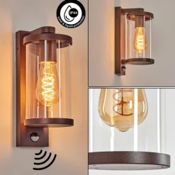 hofstein Telhada Luminaire extérieur, Lampe murale d´extérieur Rouille, 1 lumière, Détecteur de mouvement