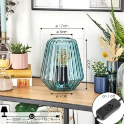 hofstein Telhais Lampe à poser, Liseuse Bleu, Noir, 1 lumière