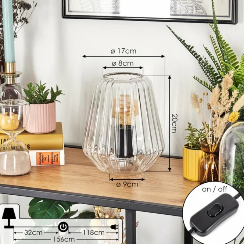 hofstein Telhais Lampe à poser, Liseuse Noir, Transparent, 1 lumière