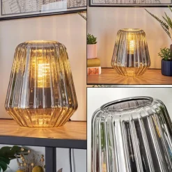 hofstein Telhais Lampe à poser, Liseuse Chrome, Fumée, Noir, 1 lumière