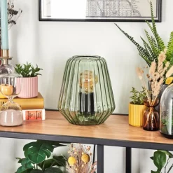 hofstein Telhais Lampe à poser Vert, Noir, 1 lumière