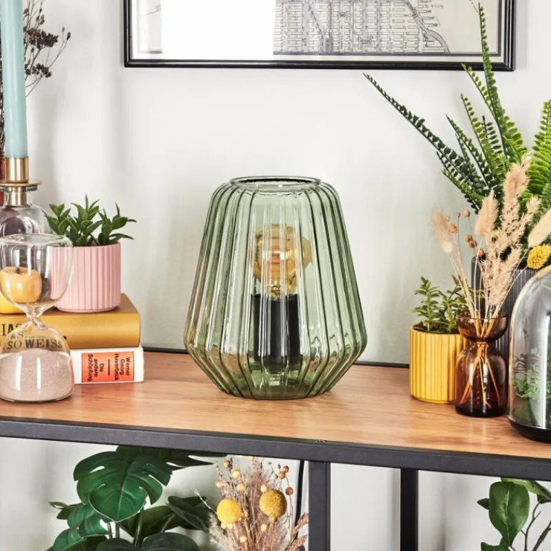 hofstein Telhais Lampe à poser Vert, Noir, 1 lumière