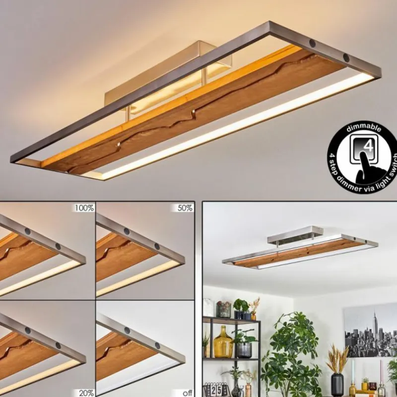 hofstein Terre Plafonnier, Spot de plafond LED Écru, Nickel mat, 1 lumière