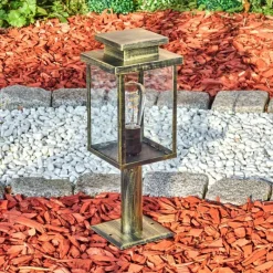 Lampes Dorées-hofstein Tieva Borne lumineuse, Eclairage de chemin Brun, Or, 1 lumière