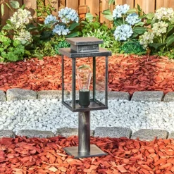 hofstein Tieva Borne lumineuse, Eclairage de chemin Noir, Argenté, 1 lumière