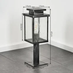 Lampes Vintages & Rétros-hofstein Tieva Borne lumineuse, Eclairage de chemin Noir, Argenté, 1 lumière