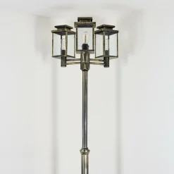 Lampes Dorées-hofstein Tieva Réverbère, Eclairage de chemin Brun, Or, 3 lumières