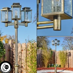 Lampes Dorées-hofstein Tieva Réverbère, Eclairage de chemin Brun, Or, 3 lumières