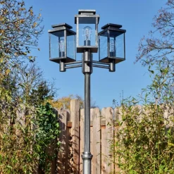 hofstein Tieva Réverbère, Eclairage de chemin Noir, Argenté, 3 lumières