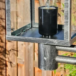 hofstein Tieva Réverbère, Eclairage de chemin Noir, Argenté, 3 lumières