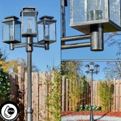 hofstein Tieva Réverbère, Eclairage de chemin Noir, Argenté, 3 lumières