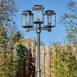 hofstein Tieva Réverbère, Eclairage de chemin Noir, Argenté, 3 lumières