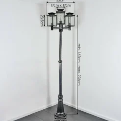 hofstein Tieva Réverbère, Eclairage de chemin Noir, Argenté, 3 lumières