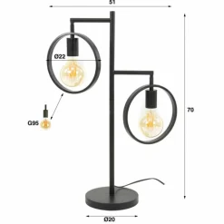 hofstein Tischleuchte Lampe à poser Anthracite, 2 lumières* Lampes À Poser