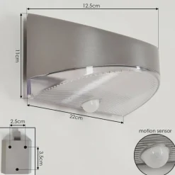 hofstein Tolerud Lampe murale d´extérieur LED Gris, Argenté, 1 lumière, Détecteur de mouvement