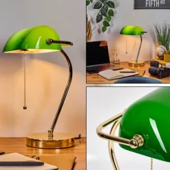 hofstein Tremoceira Lampe de banquier, Lampe de bureau, Lampe à poser Laiton, 1 lumière