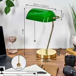 hofstein Tremoceira Lampe de banquier, Lampe de bureau, Lampe à poser Laiton, 1 lumière