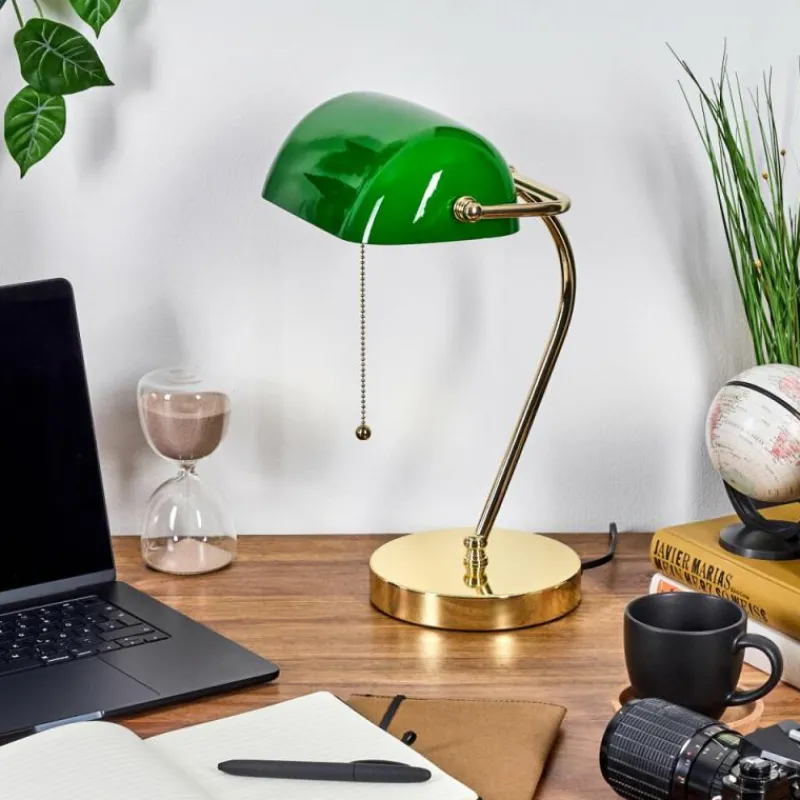 hofstein Tremoceira Lampe de banquier, Lampe de bureau, Lampe à poser Laiton, 1 lumière