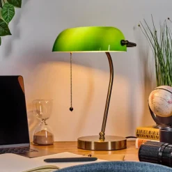 hofstein Tremoceira Lampe de banquier, Lampe de bureau, Lampe à poser Vieux laiton, 1 lumière