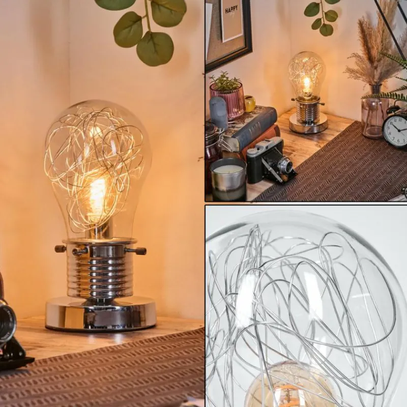 hofstein Tryan Lampe de bureau, Lampe à poser Chrome, 1 lumière