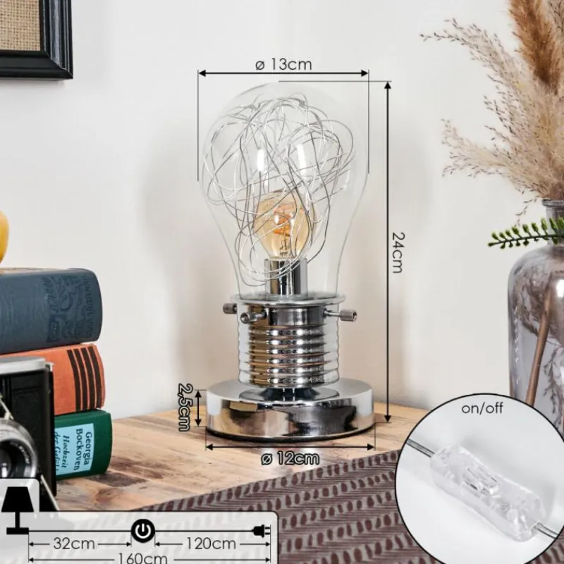 hofstein Tryan Lampe de bureau, Lampe à poser Chrome, 1 lumière