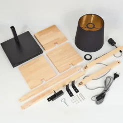 Lampes En Tissu-hofstein Tukchor Lampadaire Écru, Noir, 1 lumière