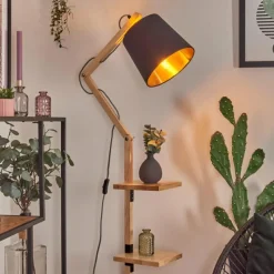 Lampes En Tissu-hofstein Tukchor Lampadaire Écru, Noir, 1 lumière