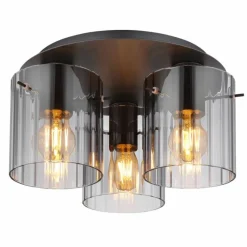 Suspension Verre Fumé-Luminaires Globo Lighting Tulivar Plafonnier Gris, 3 lumières
