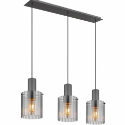 Suspension Verre Fumé-Luminaires Globo Lighting Tulivar Suspension Gris, 3 lumières