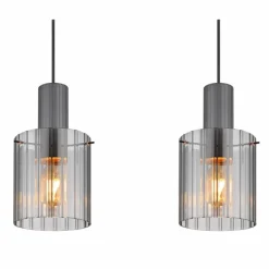 Suspension Verre Fumé-Luminaires Globo Lighting Tulivar Suspension Gris, 3 lumières