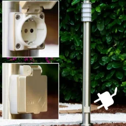 hofstein Tunes Lampadaire, Eclairage de chemin Acier inoxydable, 1 lumière