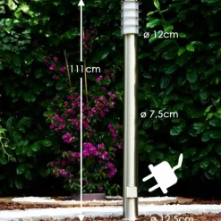 hofstein Tunes Lampadaire, Eclairage de chemin Acier inoxydable, 1 lumière
