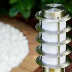 hofstein Tunes Lampadaire, Eclairage de chemin Acier inoxydable, 1 lumière